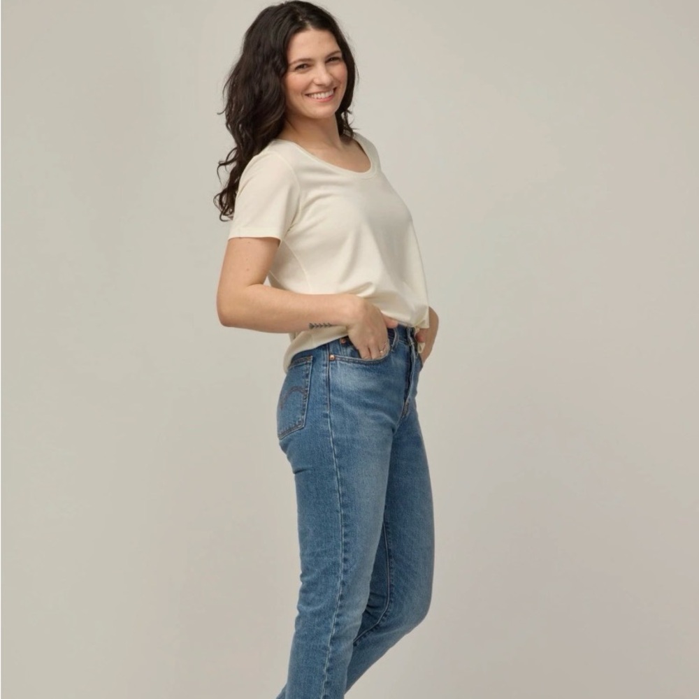 Classic Short Sleeve Scoop Neck Tee - Cream